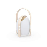 OVO MINI-Lámpara de exterior recargable RGB de madera y ABS, 40 cm de altura, color blanco MOONI