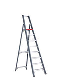 Escalera de pie de aluminio con una sola cara, con bandeja de 8 peldaños, altura de trabajo 3900 mm – Escalera escalonada step ladder