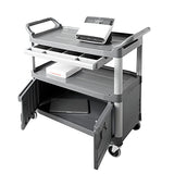 Rubbermaid Commercial Products FG409400GRAY - Carrito de servicio, HDPE, puertas con cierres y cajón deslizante, gris