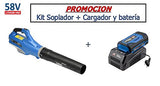 Hyundai HY-LB8001-58VSET Soplador (batería y Cargador incluidos), Azul/Negro