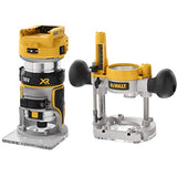 Dewalt DCW604NT-XJ DCW604NT-XJ-Fresadora Combo XR 18V Electrónica sin cargador/batería con maletín TSTAK VI, 18 V, Negro Y Amarillo