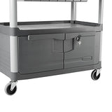 Rubbermaid Commercial Products FG409400GRAY - Carrito de servicio, HDPE, puertas con cierres y cajón deslizante, gris