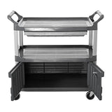 Rubbermaid Commercial Products FG409400GRAY - Carrito de servicio, HDPE, puertas con cierres y cajón deslizante, gris