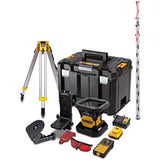 DeWalt DCK374D1R-QW DCK374D1R-QW-KIT. Láser Rotativo Rojo 18V 2.0Ah. Alcance 45/457m. Incluye Detector, Cargador batería, Soporte, Gafas, Tarjeta magnética y Caja TSTAK + TRIPODE + Regla, 18 V