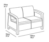 Keter Corfu - Juego de 4 piezas para todo tipo de clima, muebles de jardín con cojines, color marrón