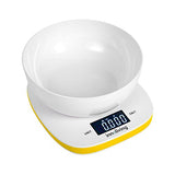 Innoliving INN-132Y Mesa Plaza Báscula electrónica de cocina Color blanco, Amarillo - Báscula de cocina (Báscula electrónica de cocina, 5 kg, 1 g, Blanco, Amarillo, De plástico, De plástico)