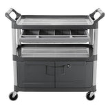 Rubbermaid Commercial Products FG409400GRAY - Carrito de servicio, HDPE, puertas con cierres y cajón deslizante, gris