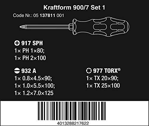 Kraftform 900/7 Set 2 Juego de destornilladores Kraftform Wera: El  destorcincel