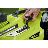 CORTACÉSPED ELÉCTRICO DE 1800 W , ANCHO DE CORTE DE 40 CM | RYOBI | MODELO RLM18E40H | POSICIÓN DE ALTURA AJUSTABLE | CON ADAPTADOR MULCHING