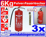 3 x Extitnores de polvo ABC de 6 kg | Extintor de polvo 6kg. adecuado para ser usado en el transporte por carretera, en el sector retail, industrial, etc.. | PDE6 Gloria